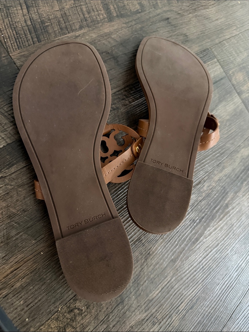 Tory Burch Brown Miller Logo Thong Sandals - Picture 3 of 6